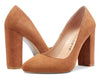 CASTAMERE Womens High Heels Round Toe Pumps Slip-on 10CM Chunky Block Heel Office