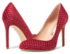 CASTAMERE Womens Round Toe High Heels Pumps Slip On Stilettos 10CM Heel Bling Suede