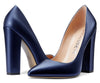 CASTAMERE Womens Sky High Block Heels Pumps Pointed Toe Slip-on 4.7 Inch Heels Classic Shoes