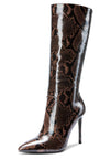 CASTAMERE Womens Knee High Boots High Heels Elegant Pointy Toe Stilettos Boot with Zipper 10CM Heel