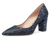 CASTAMERE Womens High Heel Pointed Toe Slip-on Fashion Glitter Pumps 8CM