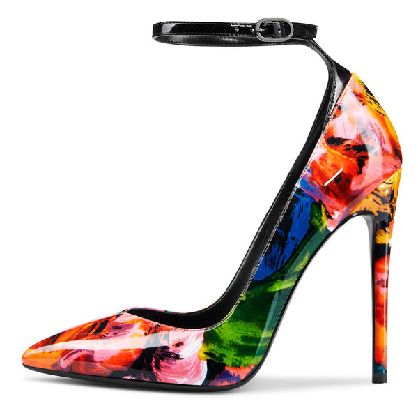 CASTAMERE Womens Sexy Ankle Strap High Heels Pumps Elegant Pointy Toe Stilettos 12CM Heel Shoes