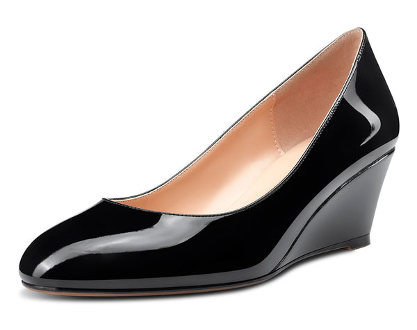 CASTAMERE Women's Mid-Heel Pumps Closed Round Toe Wedge Comfort Dress Pump Office 2Inch Heels Wedges Shoes