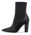 NobleOnly Women's High Heels Ankle Boots Pointed Toe Boot with Zipper Basic Office Boot 4" Chunky Heel Shoes