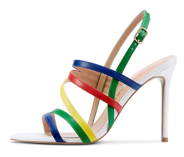 CASTAMERE Women High Heels Roman Sandals Slingback Stiletto Thin Heel Ankle Straps 10CM Shoes