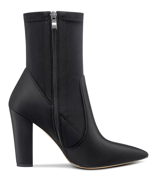 NobleOnly Women's High Heels Ankle Boots Pointed Toe Boot with Zipper Basic Office Boot 4" Chunky Heel Shoes