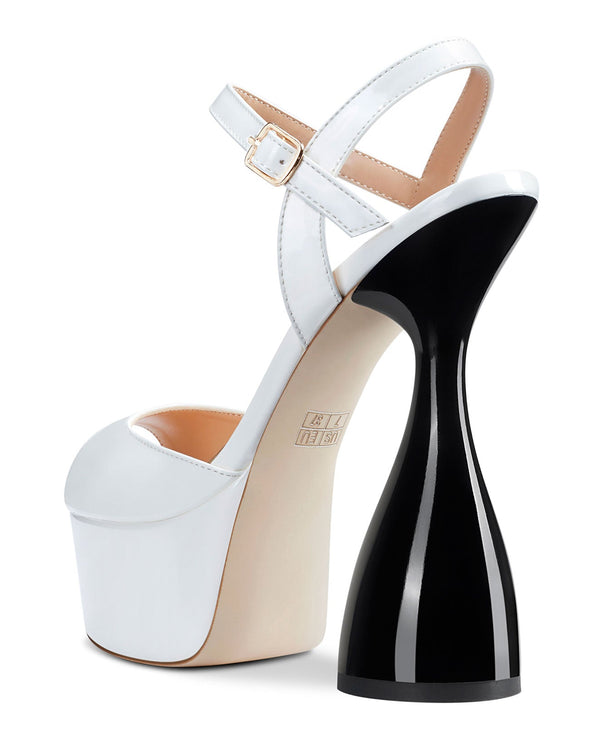 CASTAMERE Women's Chunky High Heels Platform Fashion Party Sandals Peep-Toe Ankel-Strap Sandal 6Inch Heel Shoes for Wedding Dress