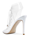 CASTAMERE Womens High Heels Transparent Laced Sandals Sexy Clear Peep Toe 10CM Heels