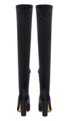 NobleOnly Women's High Heels Over Knee Boots Pointed-Toe Sexy Boot with Zipper Basic Office Boot 4" Chunky Heel Shoes