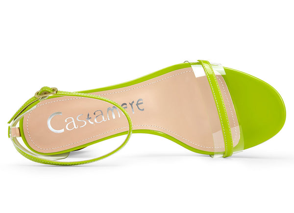 CASTAMERE Womens Chunky Block Mid Heels Sandals Transparent Ankle Strap Open Toe 5CM Heeled Sandal