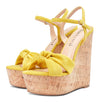 CASTAMERE Women's Sky High Wedge Heel Sandals Ankle-Strap Open-Toe High Heels Sandal Bowknot Party Dress 6Inch Heel Shoes