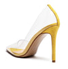 CASTAMERE Womens High Heels Transparent Pumps Slip-on Sexy Clear Pointy Toe 10CM Heels
