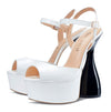CASTAMERE Women's Chunky High Heels Platform Fashion Party Sandals Peep-Toe Ankel-Strap Sandal 6Inch Heel Shoes for Wedding Dress