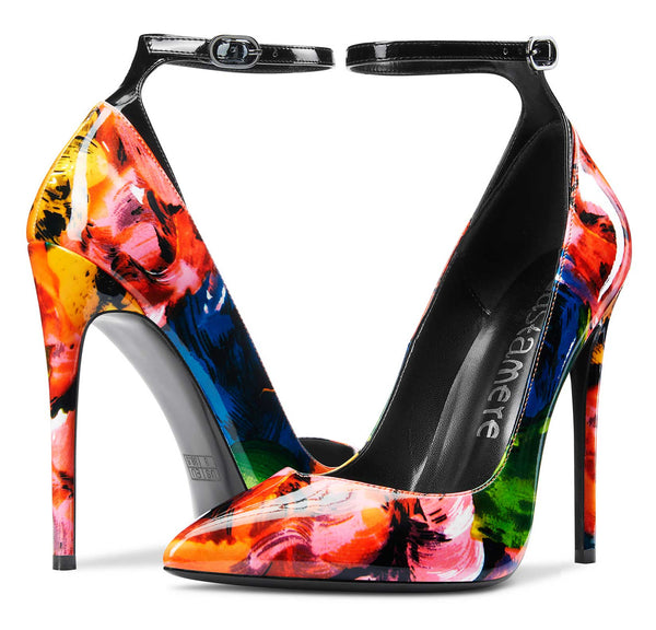 CASTAMERE Womens Sexy Ankle Strap High Heels Pumps Elegant Pointy Toe Stilettos 12CM Heel Shoes