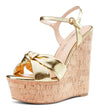 CASTAMERE Women's Sky High Wedge Heel Sandals Ankle-Strap Open-Toe High Heels Sandal Bowknot Party Dress 6Inch Heel Shoes