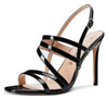 CASTAMERE Women High Heels Roman Sandals Slingback Stiletto Thin Heel Ankle Straps 10CM Shoes