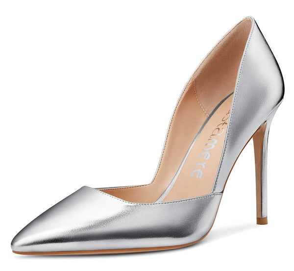 CASTAMERE Womens D'Orsay Slip On High Heels Pumps Elegant Pointy Toe Stilettos 10CM Heel Shoes