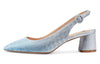 CASTAMERE Womens Chunky Block Heels Slingback Pumps Slip-on Pointy Toe 5CM Heel Glitter Sandals