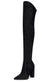 CASTAMERE Womens High Heels Over The Knee Boots Sexy Pointy Toe Chunky Block 10CM Heel Boot with Zipper