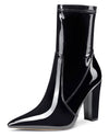 NobleOnly Women's High Heels Ankle Boots Pointed Toe Boot with Zipper Basic Office Boot 4" Chunky Heel Shoes