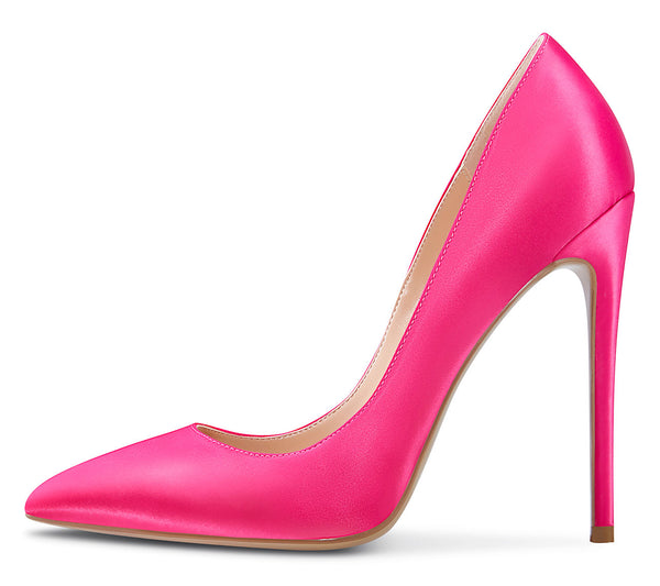 CASTAMERE Womens Sky High Heels Basic Pumps Pointed Toe Stilettos 12CM Heel Satin Shoes