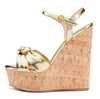 CASTAMERE Women's Sky High Wedge Heel Sandals Ankle-Strap Open-Toe High Heels Sandal Bowknot Party Dress 6Inch Heel Shoes
