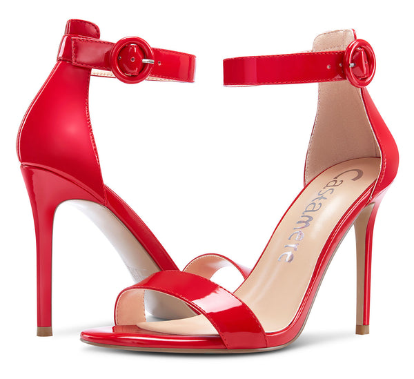 CASTAMERE Womens High Heels Sandals Buckle Ankle Strap Open Toe Basic 10CM Stilettos Sandal