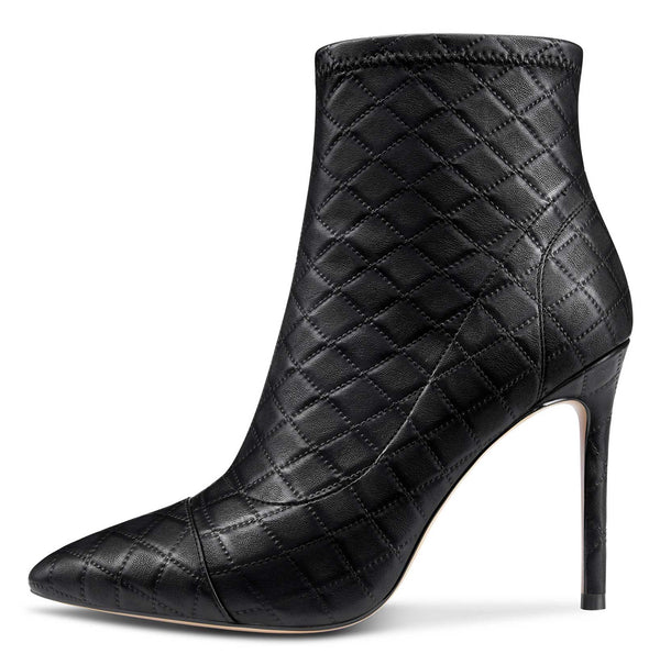 CASTAMERE Women's High Heel Ankle Boots Slip-on Pointed Toe Stretch Boot Stilettos Basic Classic Boots 10CM Heels