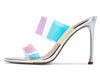 CASTAMERE Womens High Heels Slip On Sandals Clear Transparent Open Toe 10CM Stilettos Sandal