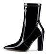 NobleOnly Women's High Heels Ankle Boots Pointed Toe Boot with Zipper Basic Office Boot 4" Chunky Heel Shoes