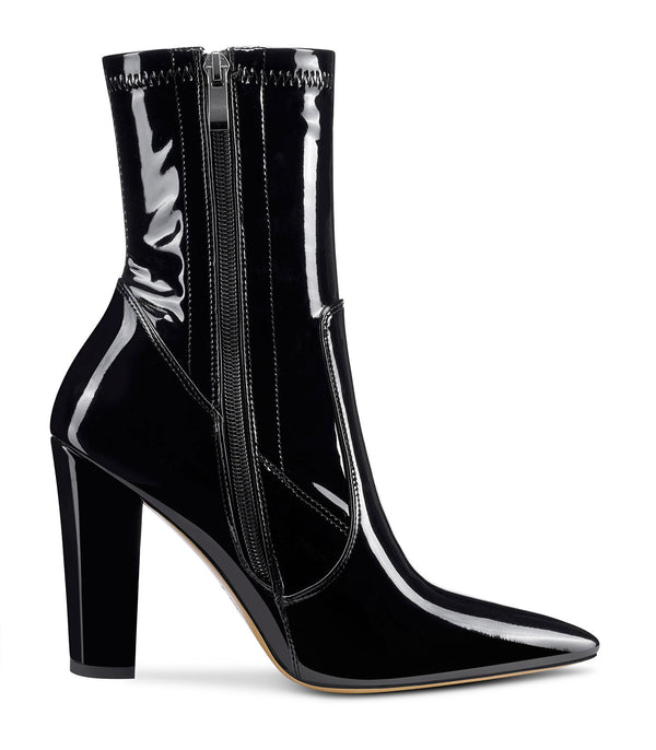 NobleOnly Women's High Heels Ankle Boots Pointed Toe Boot with Zipper Basic Office Boot 4" Chunky Heel Shoes