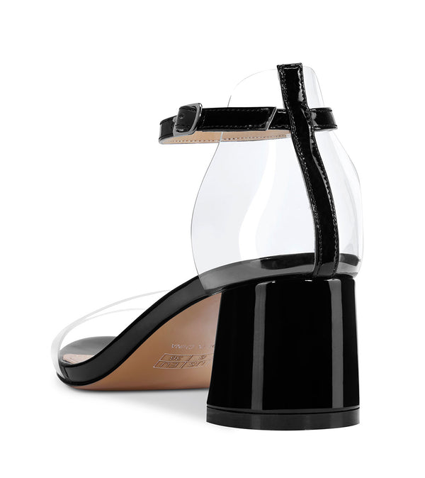 CASTAMERE Womens Chunky Block Mid Heels Sandals Transparent Ankle Strap Open Toe 5CM Heeled Sandal