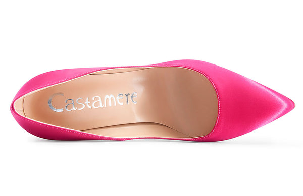 CASTAMERE Womens Sky High Heels Basic Pumps Pointed Toe Stilettos 12CM Heel Satin Shoes