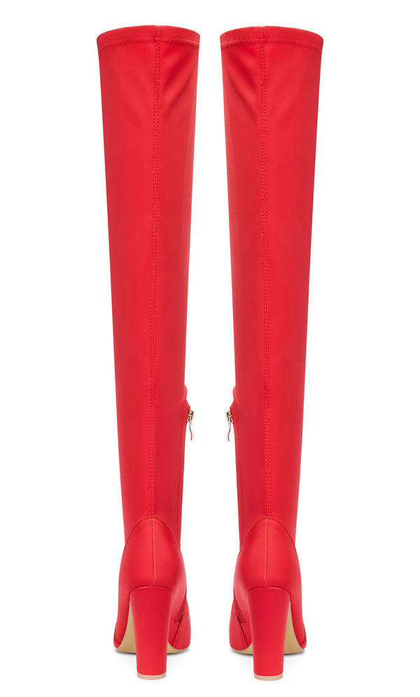 NobleOnly Women's High Heels Over Knee Boots Pointed-Toe Sexy Boot with Zipper Basic Office Boot 4" Chunky Heel Shoes