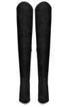 CASTAMERE Womens High Heels Over The Knee Boots Sexy Pointy Toe Chunky Block 10CM Heel Boot with Zipper