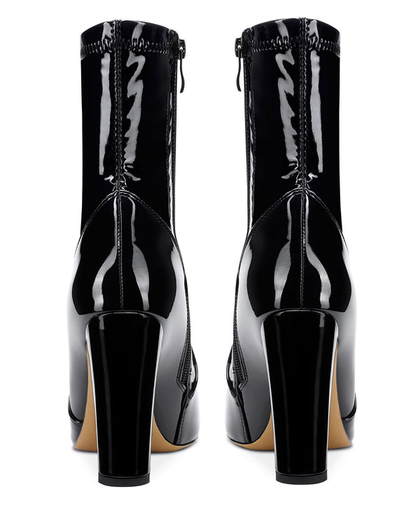 NobleOnly Women's High Heels Ankle Boots Pointed Toe Boot with Zipper Basic Office Boot 4" Chunky Heel Shoes