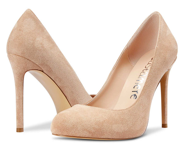 CASTAMERE Womens Round Toe High Heels Pumps Slip On Stilettos 10CM Heel Bling Suede
