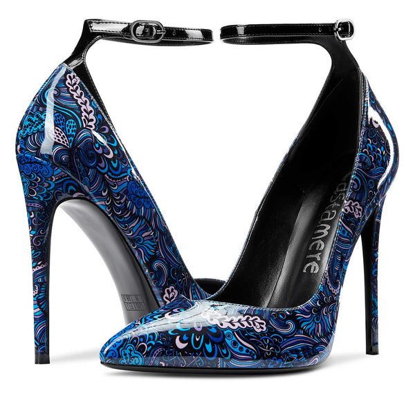 CASTAMERE Womens Sexy Ankle Strap High Heels Pumps Elegant Pointy Toe Stilettos 12CM Heel Shoes