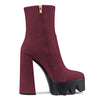 Castamere Women Platform Ankle Boots Short Bootie High Heel Close Toe Chunky Block 5.9 Inches Heels Zipper Slip-on Boots Burgundy Wine Red