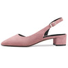 DearOnly Womens Pumps Pointed Toe d-Orsay Kitten Low Block Chunky Heel Slingback Suede Dress Shoes Pink 1.5 Inch