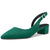 DearOnly Womens Pumps Pointed Toe d-Orsay Kitten Low Block Chunky Heel Slingback Suede Dress Shoes Emerald Green 1.5 Inch