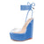 Castamere Womens High Wedge Platform Heel Peep Open Toe Ankle Strap Sandals Lace Wedding Clear Dress Shoes 5.9 Inches Heels Blue Transparent