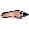 Castamere Women High Heel Chunky Block Pointed Toe Pumps Slip-on Party Dress 3.3 Inches Heels Black Patent