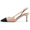 Castamere Women Pointed Toe Slip-on Slingback Sandals Mid Stiletto Heel Classic 2.6 Inches Heels Beige