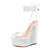 Castamere Womens High Wedge Platform Heel Peep Open Toe Ankle Strap Sandals Lace Wedding Clear Dress Shoes 5.9 Inches Heels White Transparent
