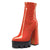 Castamere Women Platform Ankle Boots Short Bootie High Heel Close Toe Chunky Block 5.9 Inches Heels Zipper Slip-on Boots Orange Patent