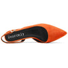 DearOnly Womens Pumps Pointed Toe d-Orsay Kitten Low Block Chunky Heel Slingback Suede Dress Shoes Orange 1.5 Inch