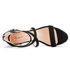 Aachcol Women Platform Sandals Peep Open Toe Ankle Strap Chunky Block High Heel Dress Shoes Pumps Wedding Suede Black 5 Inch