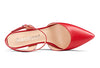 Women Kitten Low Heel Close Pointed Toe Pumps Ankle Strap Slingback Buckle Sandals Wedding Office Cute Classic Shoes Red Matte