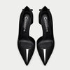 Castamere Women High Stiletto Heel Pointed Toe Pumps Slip-on Bow-Knot Wedding Sexy Dress 3.3 Inches Heels Black Patent